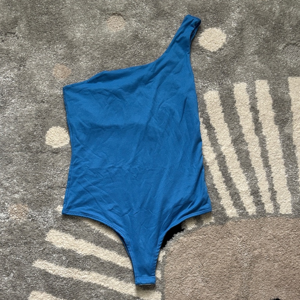 One-Shoulder Blue One-Piece Bodysuit